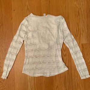 White Long Sleeve See-Through Workout Sweater